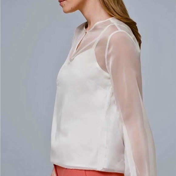 White House Black Market Gorgeous Sheer Long Sleeved Blouse with Cami. Size 6 - Picture 2 of 10